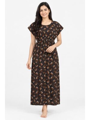 Women’s Cotton Kaftan Nighty – Coffee
