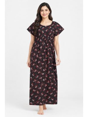 Women’s Cotton Kaftan Nighty – Purple