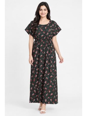 Women’s Cotton Kaftan Nighty – Green
