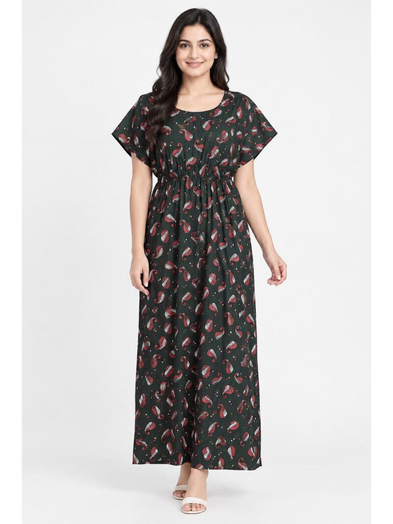 W-NY-525-04-GR-XL-f._front Women’s Cotton Kaftan Nighty – Green