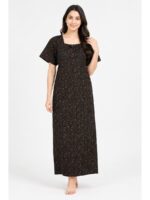 Women’s Cotton Printed Nighty – Black