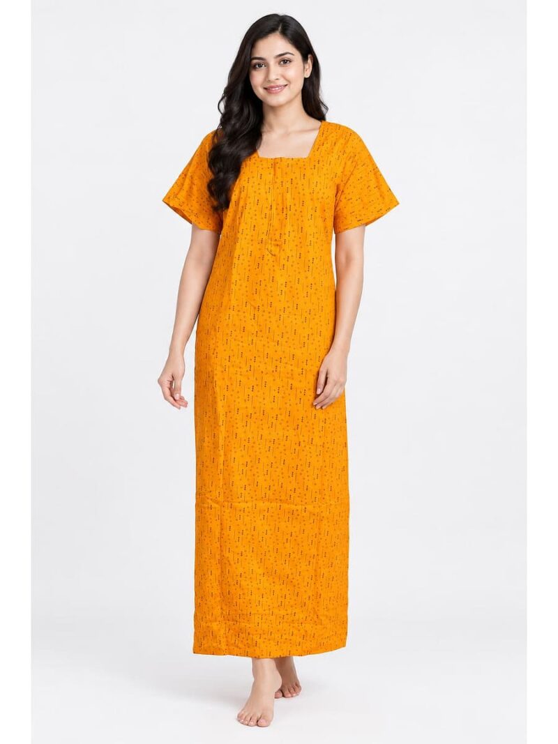 W-NY-526-02-YL-XXL-f_front Women’s Cotton Printed Nighty – Yellow