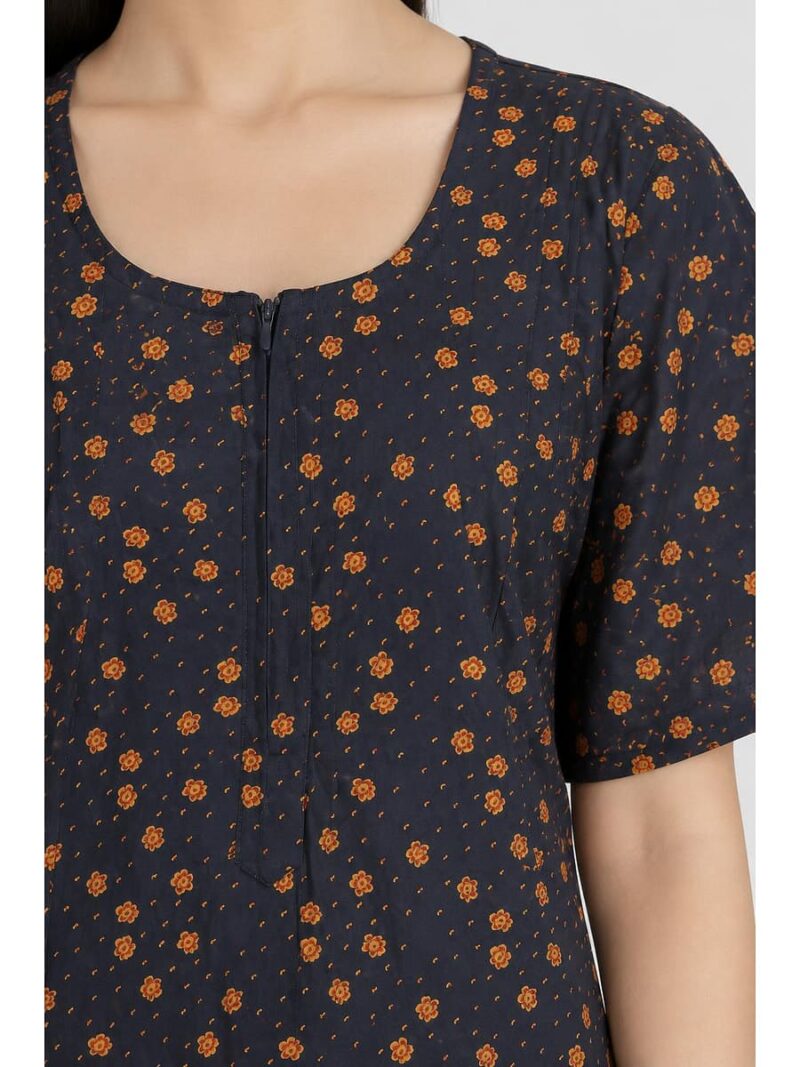 Women’s Cotton Printed Nighty –Navy Blue