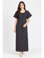 W-NY-526-03-NB-XXL_front Women’s Cotton Printed Nighty –Navy Blue