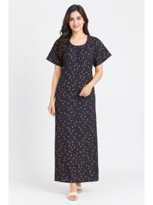 Women’s Cotton Printed Nighty –Navy Blue