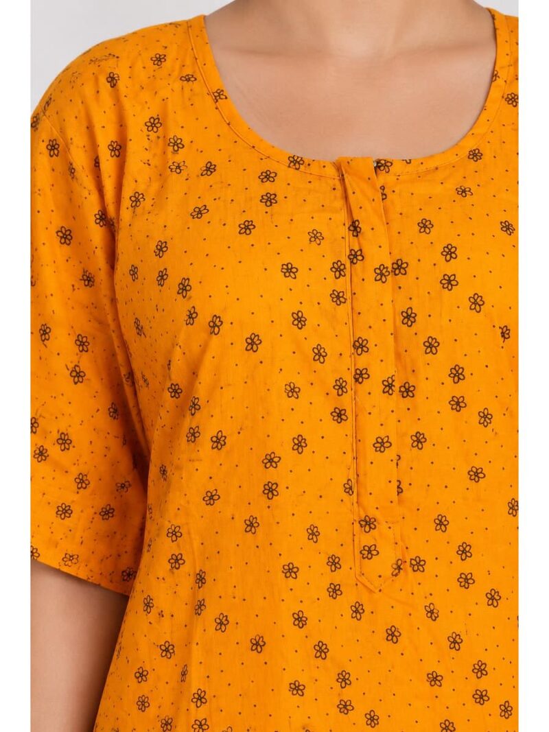 Women’s Cotton Printed Nighty –Yellow