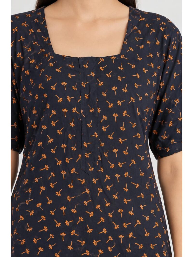 Women’s Cotton Printed Nighty –Navy Blue