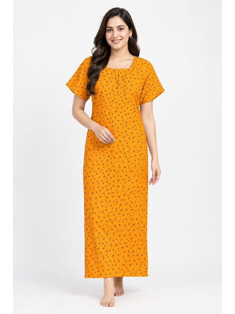 W-NY-526-06-YL-XXL_front Women’s Cotton Printed Nighty –Yellow
