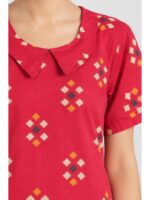 W-NY-531-01-RBY-XL_detail Women's Cotton Collared Frock Nighty - Raspberry