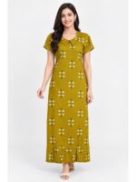 W-NY-531-04-MY-XL_front Women's Cotton Collared Frock Nighty - Mustard Yellow