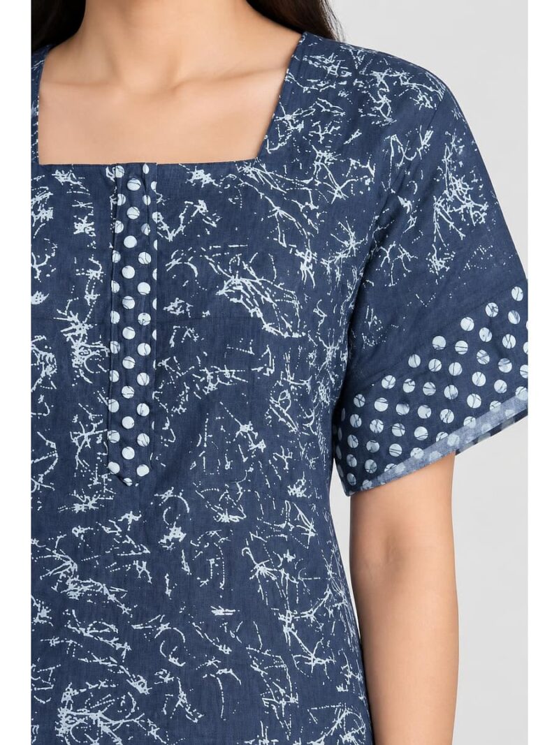 Women’s Cotton Nighty with Zip – Navy Blue
