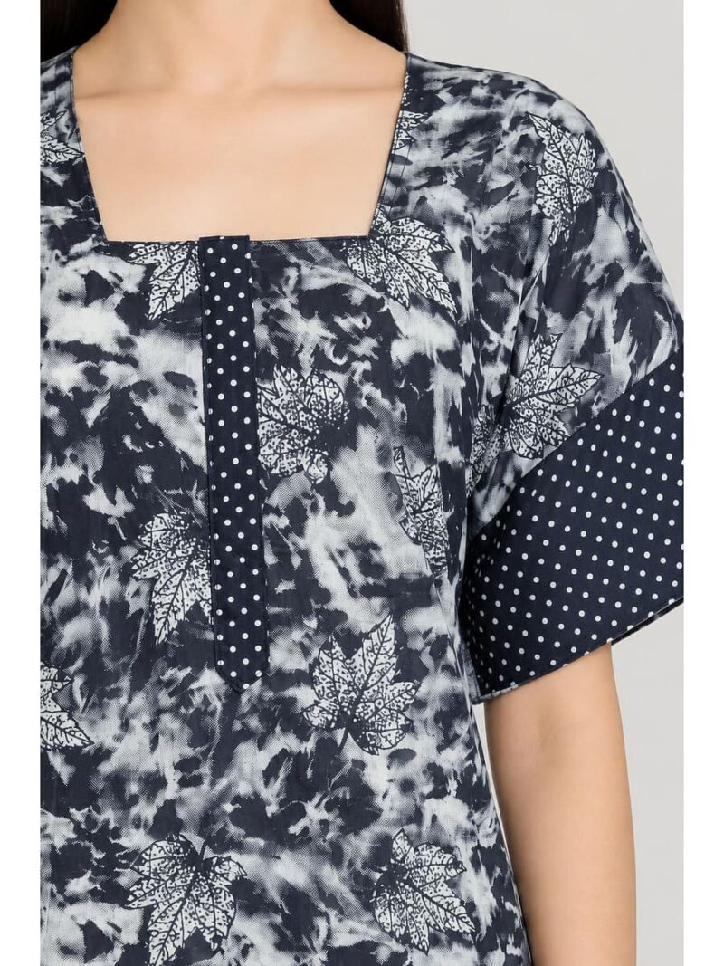 Women’s Cotton Nighty with Zip – Navy Blue