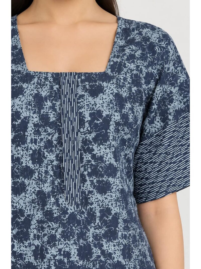 Women’s Cotton Nighty with Zip – Navy Blue