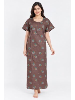 Women's Cotton Feeding Nighty - Caramel