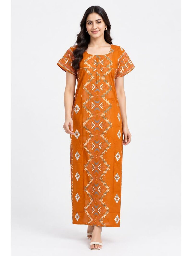 W-NY-535-05-OR-XXL_front Women's Cotton Feeding Nighty -Orange