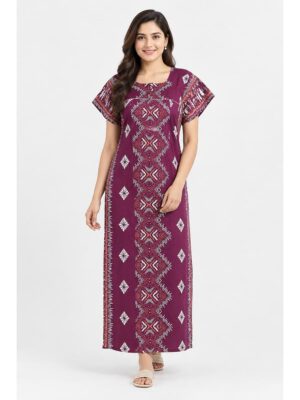 Women's Cotton Feeding Nighty - Cerise