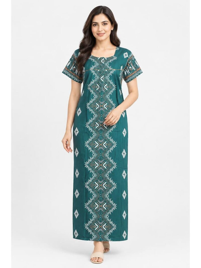 W-NY-535-07-GR-XXL-f Women's Cotton Feeding Nighty - Green
