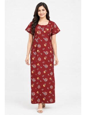 Women's Cotton Feeding Nighty - Maroon