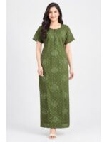W-NY-536-05-OG-XL_front Women's Cotton Feeding Nighty -Olive Green