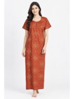 W-NY-536-06-TG-XL-f_front Women's Cotton Feeding Nighty -Tangerine
