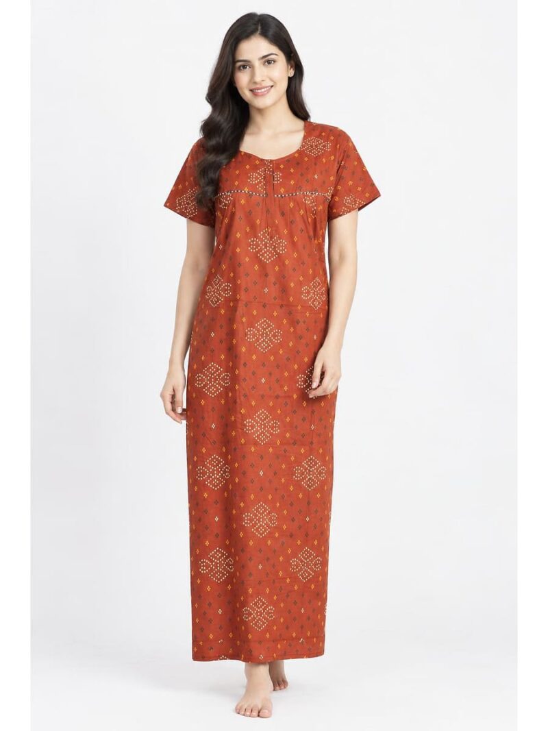 W-NY-536-06-TG-XL-f_front Women's Cotton Feeding Nighty -Tangerine