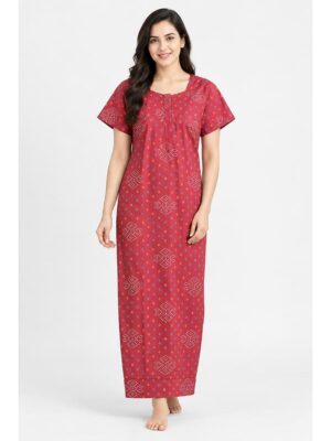 Women's Cotton Feeding Nighty - Coral