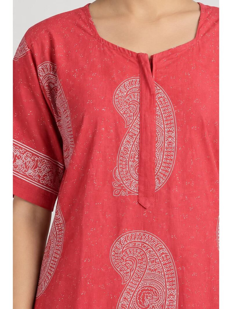 Women's Cotton Plus Size Nighty With Zip - Blush Pink