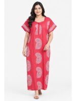 W-NY-537-01-BPK-3XL_front Women's Cotton Plus Size Nighty With Zip - Blush Pink