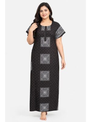 Women's Cotton Plus Size Nighty With Zip - Coffee