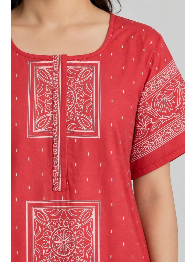 Women's Cotton Plus Size Nighty With Zip - Blush Pink