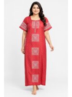 W-NY-537-07-BPK-3XL_front Women's Cotton Plus Size Nighty With Zip - Blush Pink