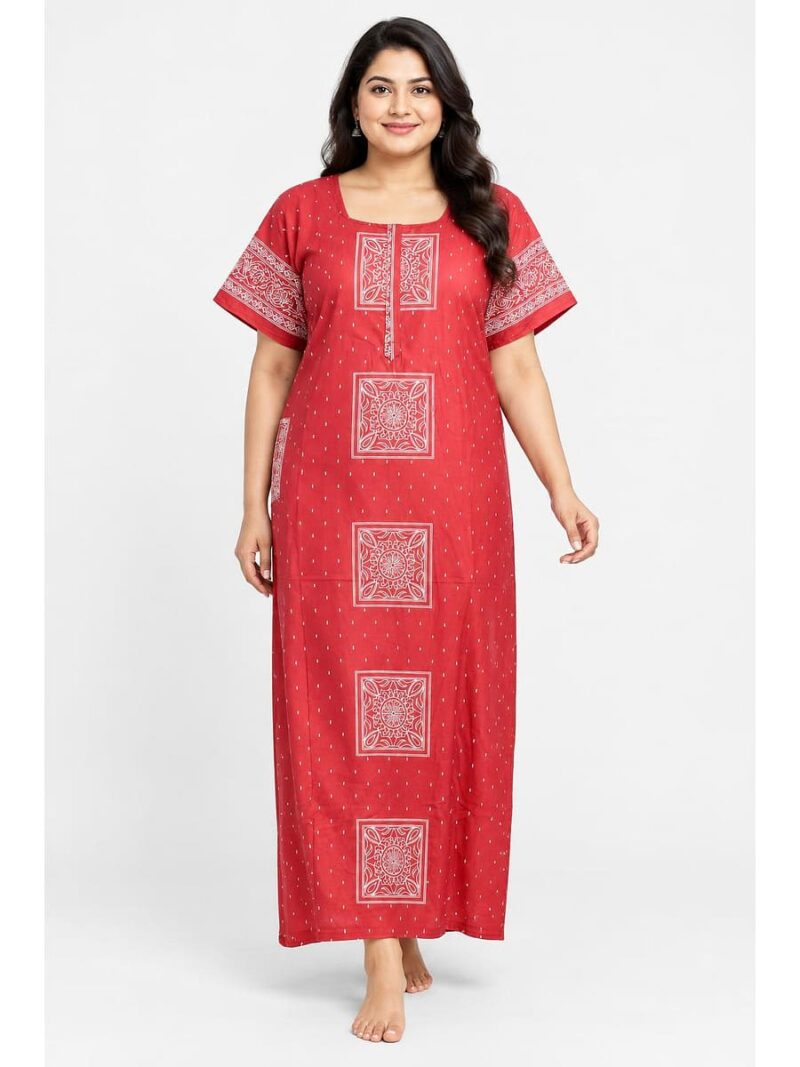 W-NY-537-07-BPK-3XL_front Women's Cotton Plus Size Nighty With Zip - Blush Pink
