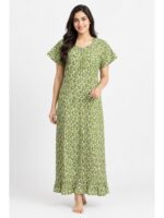 W-NY-538-01-MG-XXL_front Women's Cotton Full-Length Frock Nighty - Mint Green