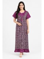 Women's Cotton Full-Length Frock Nighty - Pink