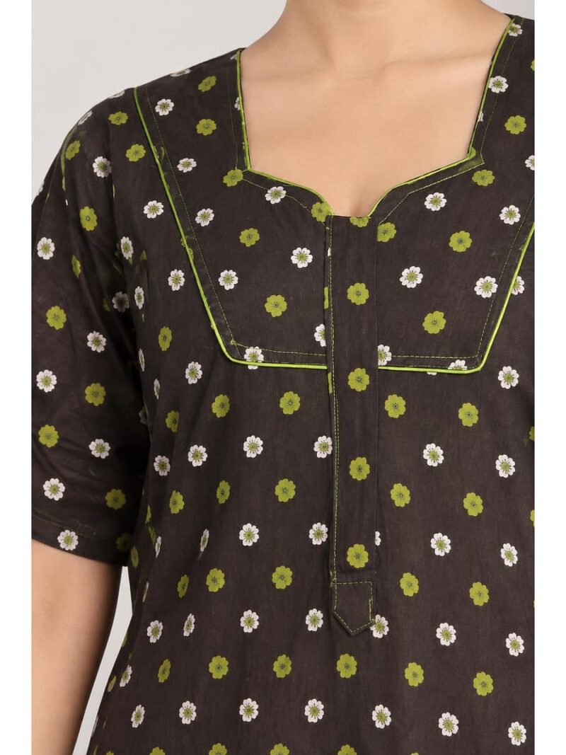 Women's Cotton Full-Length Frock Nighty - Coffee