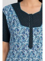 W-NY-538-04-BL-XXL_detail Women's Cotton Full-Length Frock Nighty - Blue