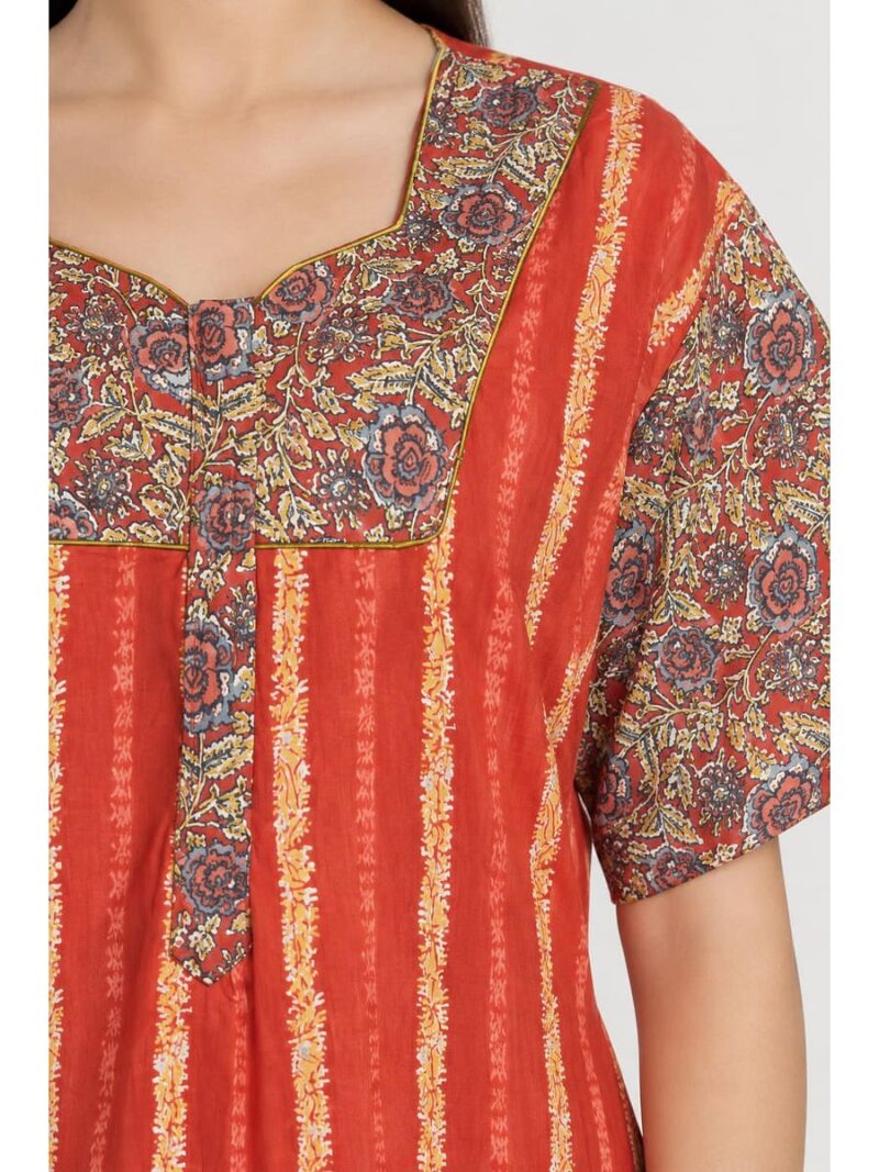 Women's Cotton Full-Length Frock Nighty - Coral