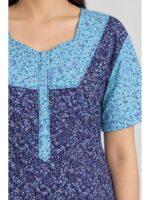 Women's Cotton Full-Length Frock Nighty - Navy Blue