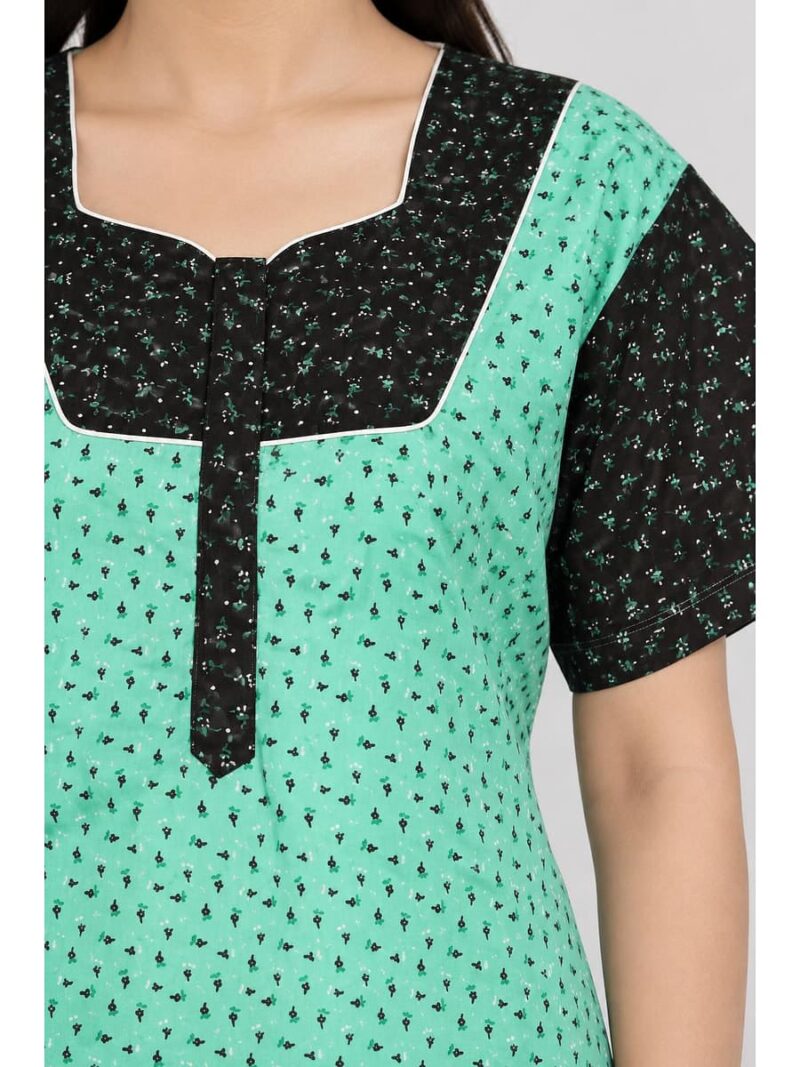 Women's Cotton Full-Length Frock Nighty - Mint Green