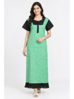 W-NY-538-08-MG-XXL-f.._front Women's Cotton Full-Length Frock Nighty - Mint Green