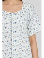 W-NY-539-02-WH-BL-3XL_detail Women’s Front Full Open Cotton Nighty -White & Blue