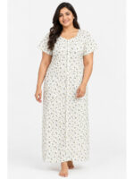 W-NY-539-03-WH-OR-3XL_front Women’s Front Full Open Cotton Nighty -White & Orange