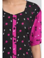 W-NY-540-01-BK-3XL_detail Women’s Cotton Front Open Plus Size Nighty – Black & Pink