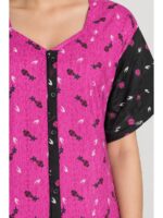 W-NY-540-02-PK-3XL_detail Women’s Cotton Front Open Plus Size Nighty – Pink & Black