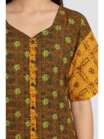 W-NY-540-06-BR-3XL_detail Women’s Cotton Front Open Plus Size Nighty – Brown & Cream