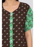 W-NY-540-07-CF-3XL_detail Women’s Cotton Front Open Plus Size Nighty – Coffee & Mint Green