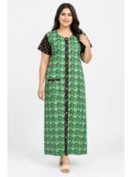 W-NY-540-08-MG-3XL_front Women’s Cotton Front Open Plus Size Nighty – Mint Green & Coffee