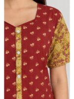 W-NY-540-09-MR-3XL_detail Women’s Cotton Front Open Plus Size Nighty – Maroon & Yellow