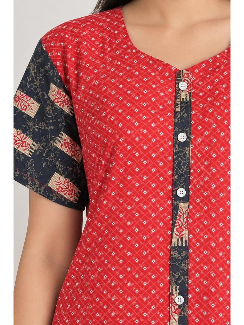 Women’s Cotton Front Open Plus Size Nighty – Blush & Pink Navy Blue