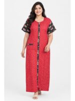 Women’s Cotton Front Open Plus Size Nighty – Blush & Pink Navy Blue